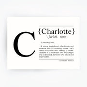 Name Definition Art Print CHARLOTTE - Hand Foiled Print