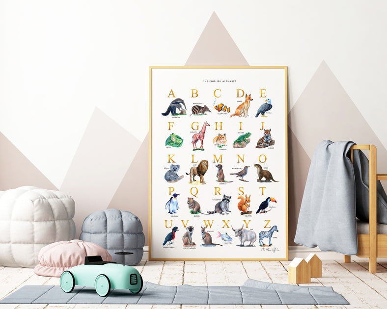 Animal Alphabet Chart English A2 | Foiled Letters! – The Artisan Gift Co.