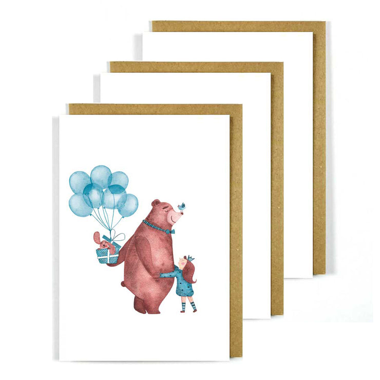 Greeting Card Girl Bear Balloon 3 Pack