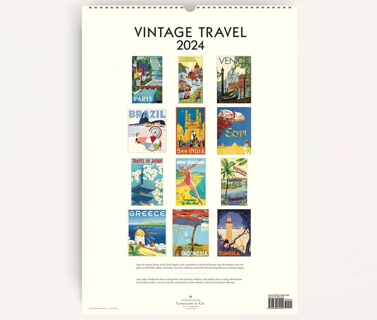 Cavallini & Co. Wall Calendar 2024 - Vintage Travel Back