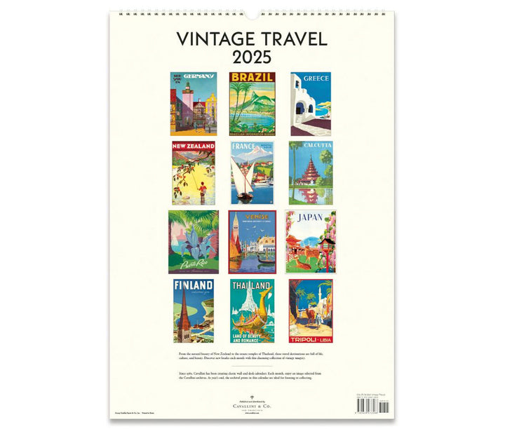 Cavallini & Co. Wall Calendar 2025 - Vintage Travel Back Page