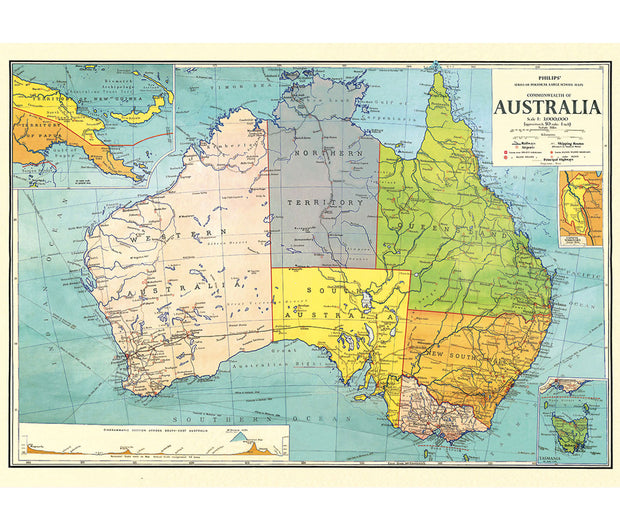 Cavallini & Co. Poster - Australia Map 3 Vintage Wall Print