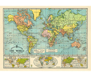 Cavallini & Co. Poster - World Map 6 Vintage Wall Print