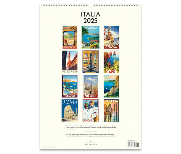 Cavallini & Co. Wall Calendar 2025 - Italia Back