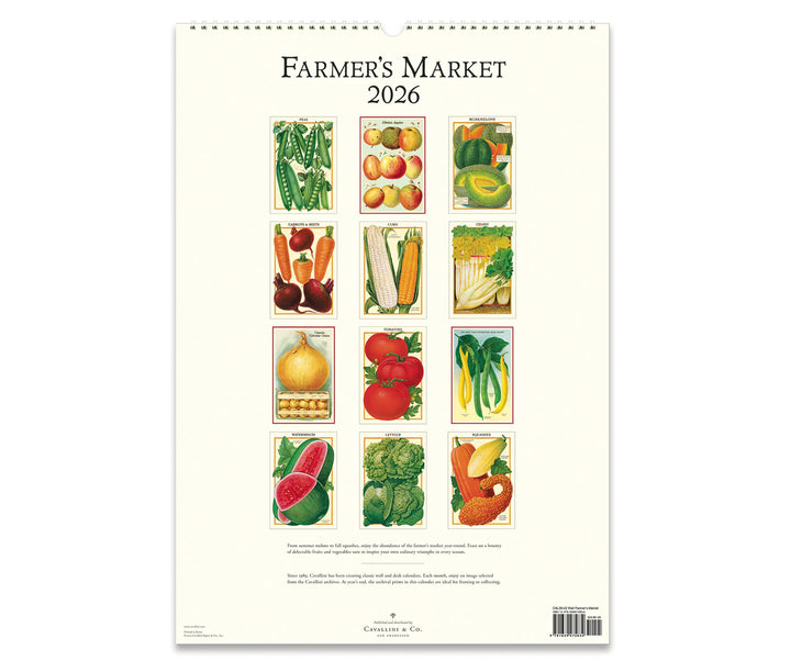 Cavallini & Co. Wall Calendar 2026 - Farmer's Market Back