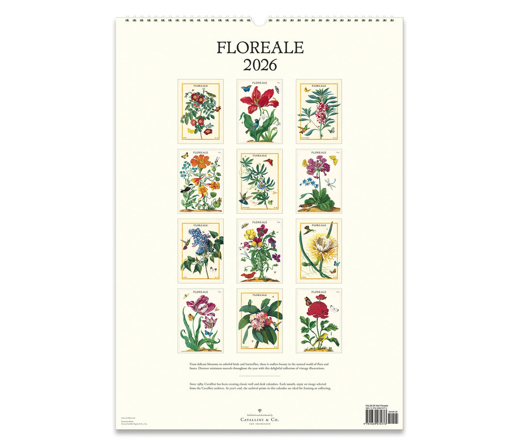 Cavallini & Co. Wall Calendar 2026 - Floreale Back