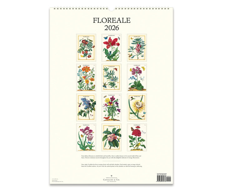 Cavallini & Co. Wall Calendar 2026 - Floreale Back