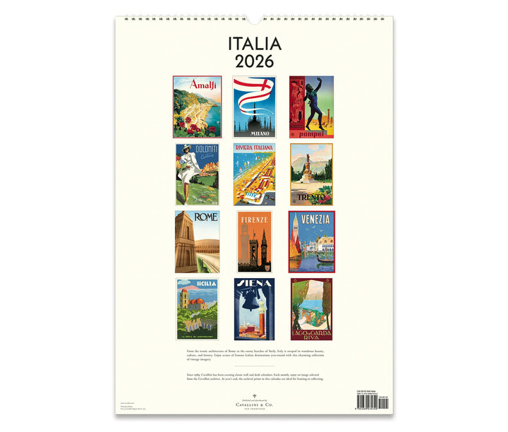 Cavallini & Co. Wall Calendar 2026 - Italia Back