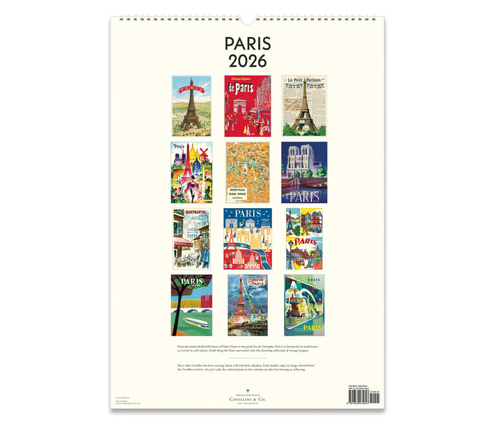 Cavallini & Co. Wall Calendar 2026 - Paris Back