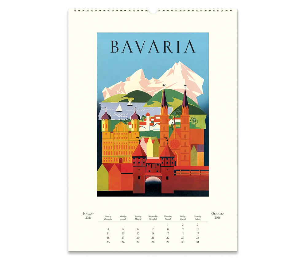 Cavallini & Co. Wall Calendar 2026 - Vintage Travel Inside
