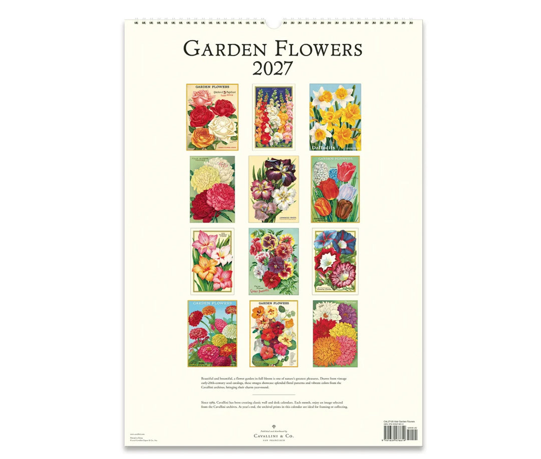 Cavallini & Co. Garden Flowers Wall Calendar 2027 Back