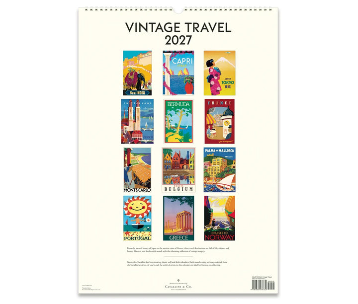 Cavallini 2027 calendar vintage travel Back