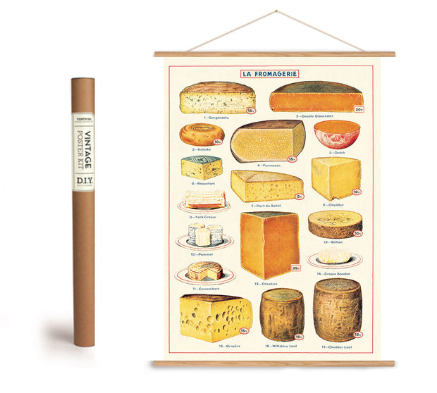 Cavallini & Co. Poster - La Fromagerie Cheese Vintage Wall Print Framing Kit