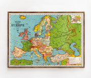 Cavallini & Co. Poster - Europe Map 3 Vintage Wall Print Framed
