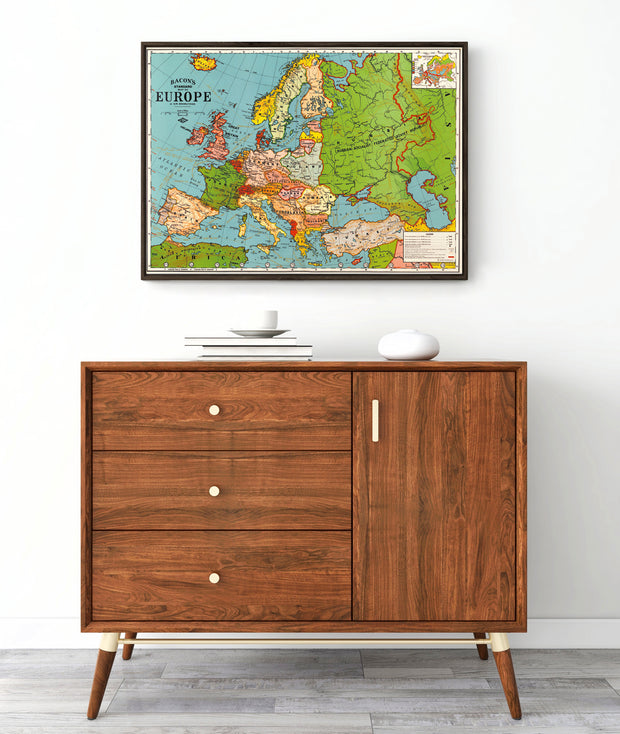 Cavallini & Co. Poster - Europe Map 3 Vintage Wall Print Lifestyle