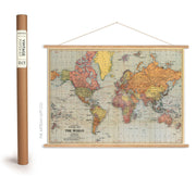 Cavallini & Co. Poster - World Map Vintage Wall Print Framing Kit