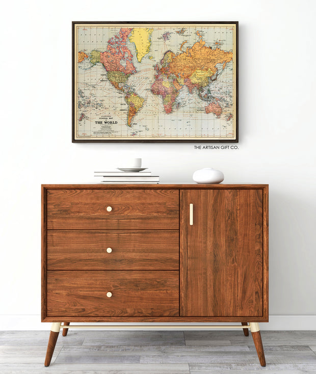 Cavallini & Co. Poster - World Map Vintage Wall Print in living room
