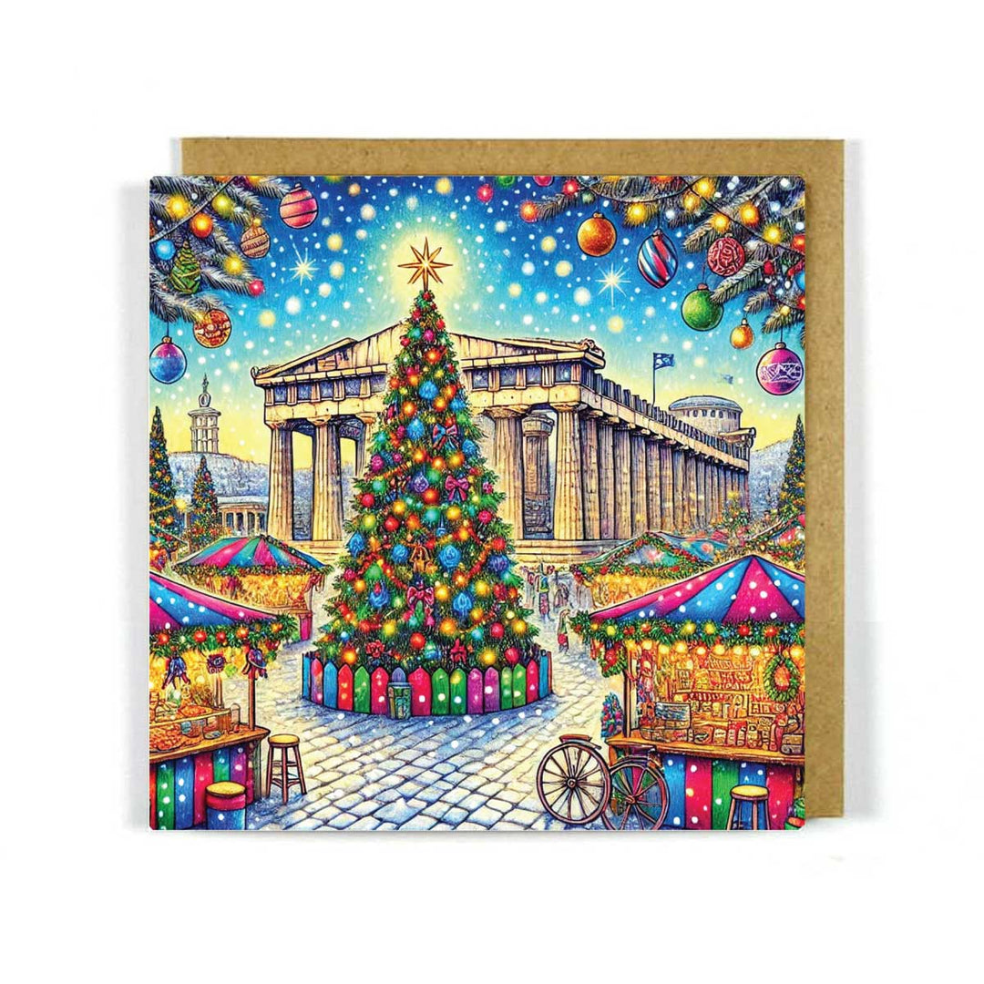 Greek Christmas Scene - Athens Greeting Card