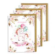Greek Birthday Card Unicorn - Xronia Polla 3 Pack
