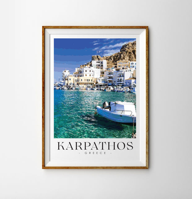 KARPATHOS - Greece Travel Poster in Frame