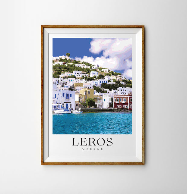 LEROS Dodecanese - Greece Travel Poster Framed