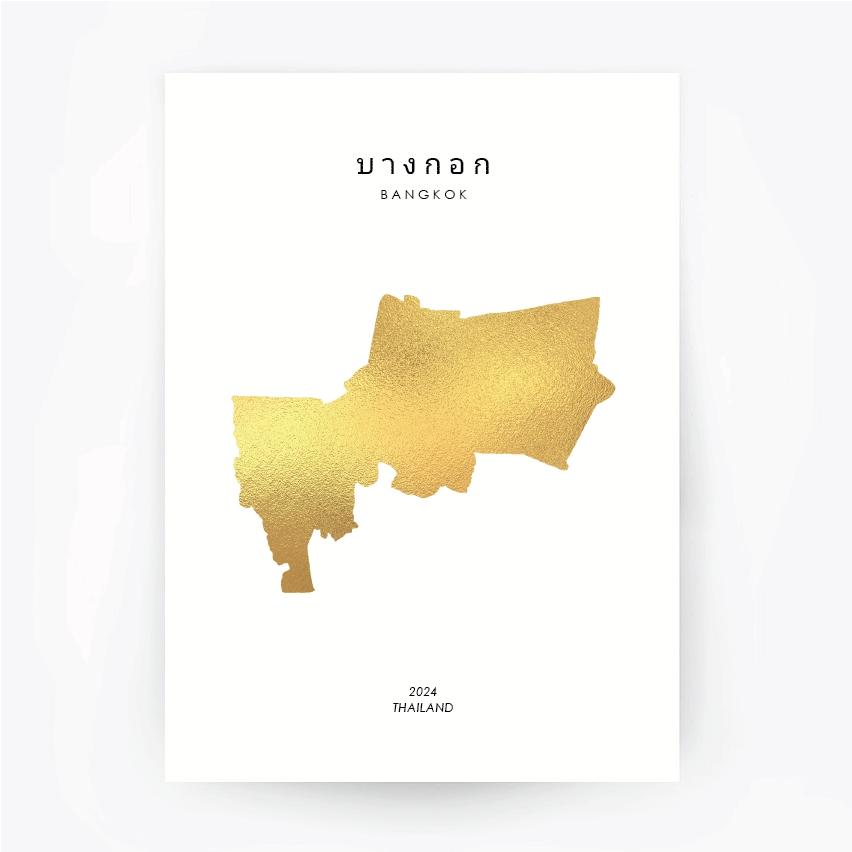 Map BANGKOK Art Gold Foil Print