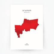Map BANGKOK Art Red Foil Print