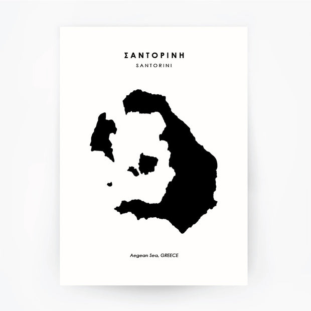 Map SANTORINI Art Foil Print Black
