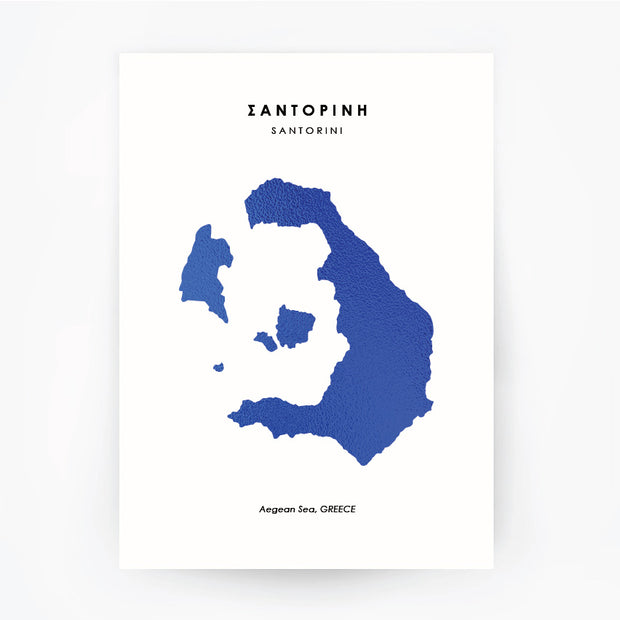 Map SANTORINI Art Foil Print Blue Foil