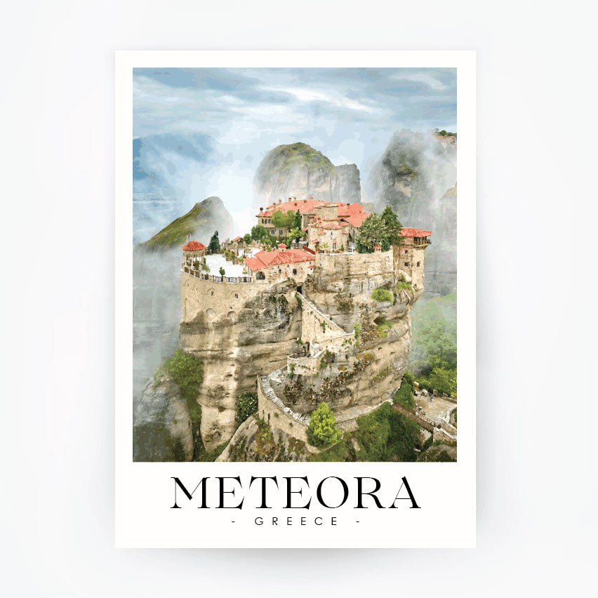 METEORA Thessaly - Greece Travel Poster