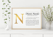 Greek ENGLISH Definition Art Foil Print Gift for Nono & Nona - Godparents Lifestyle