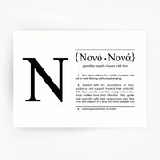 Greek ENGLISH Definition Art Foil Print Gift for Nono & Nona - Godparents Black
