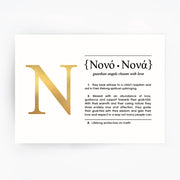 Greek ENGLISH Definition Art Foil Print Gift for Nono & Nona - Godparents Gold Foil