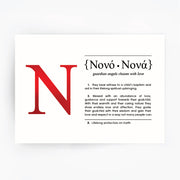 Greek ENGLISH Definition Art Foil Print Gift for Nono & Nona - Godparents Red Foil
