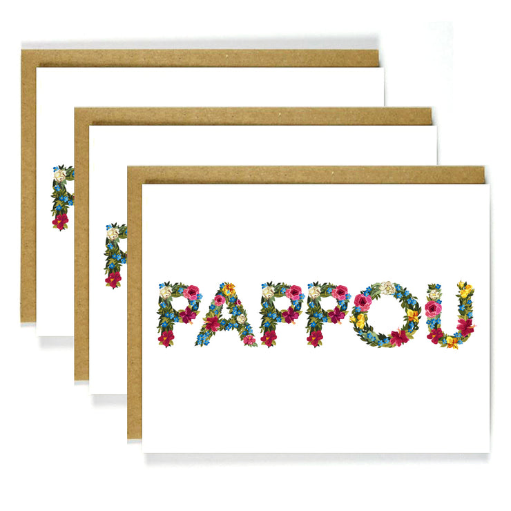 Greek Card Floral Pappou 3 Pack