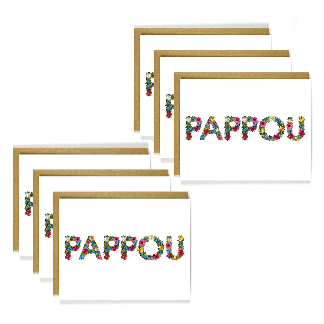 Greek Card Floral Pappou 6 Pack Bulk