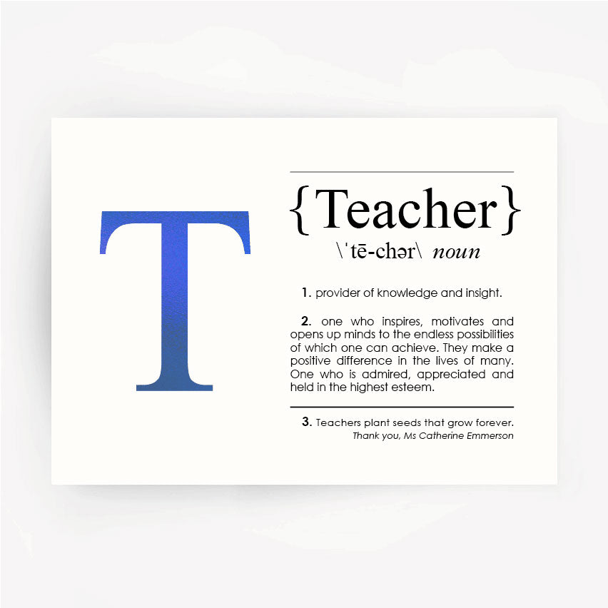 TEACHER Definition Hand Foiled Print