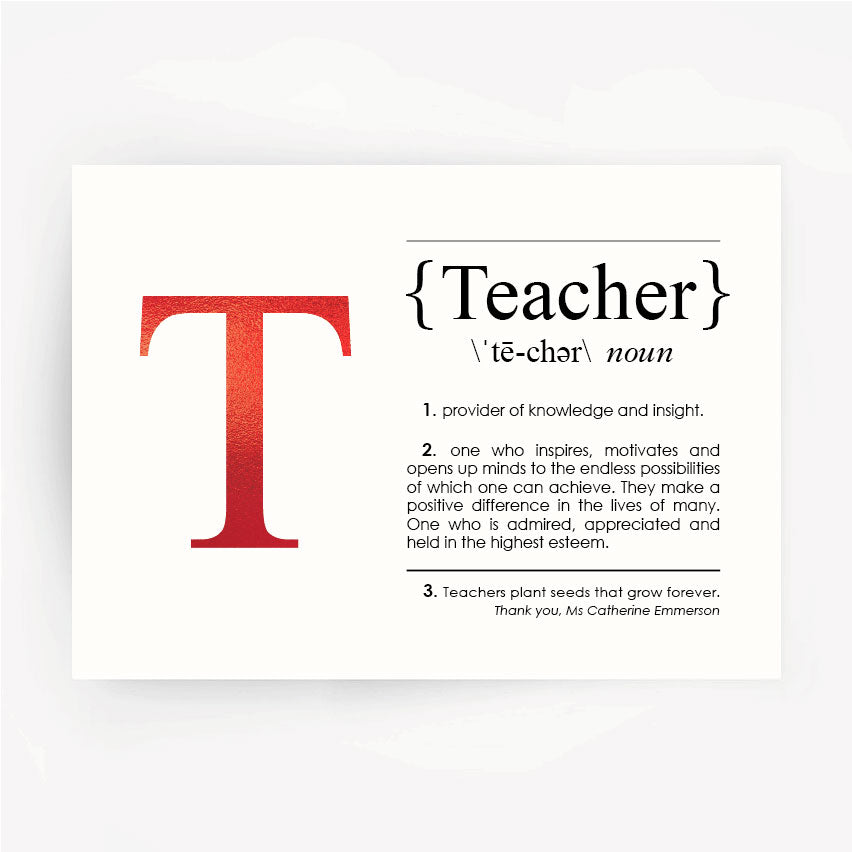 TEACHER Definition Hand Foiled Print