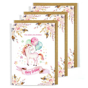 Birthday Card Unicorn Garland 3 Pack