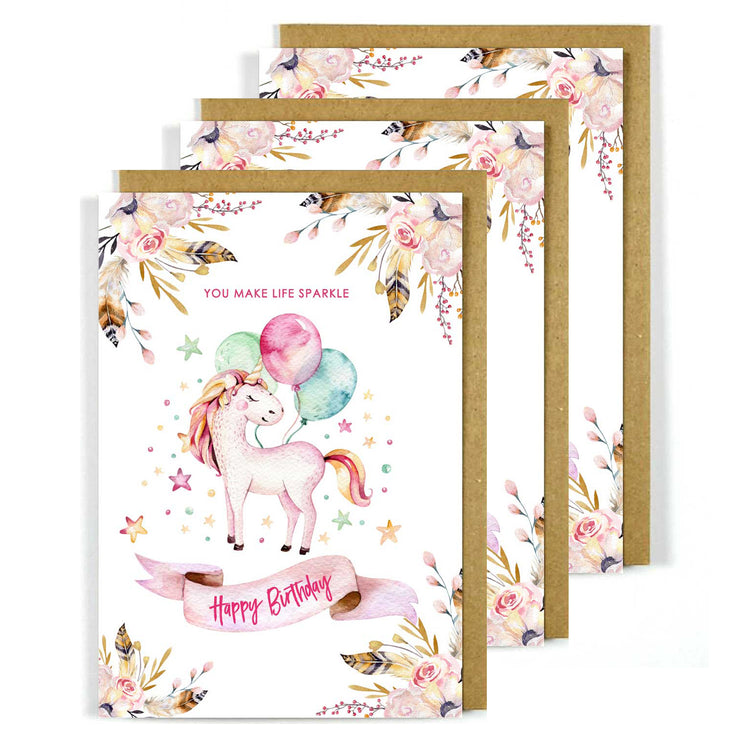 Birthday Card Unicorn Garland 3 Pack