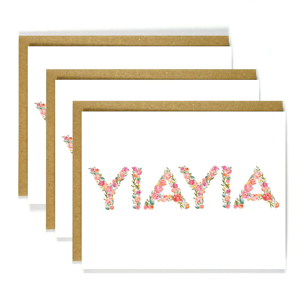 Greek Mother's Day Card Floral Yiayia 3 Pack