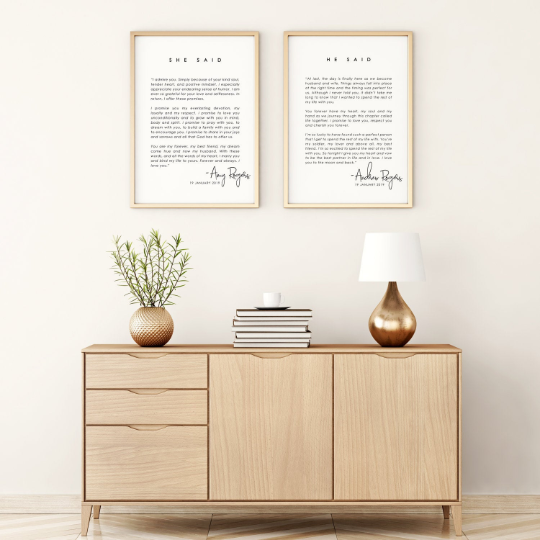 Wedding Vows Customised Keepsake Print Living Room