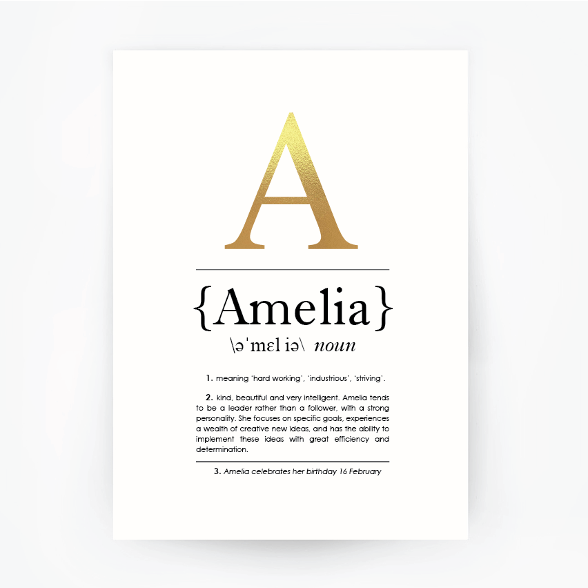 Name Definition Foil Print Portrait