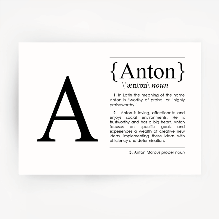Name Definition Black Print ANTON