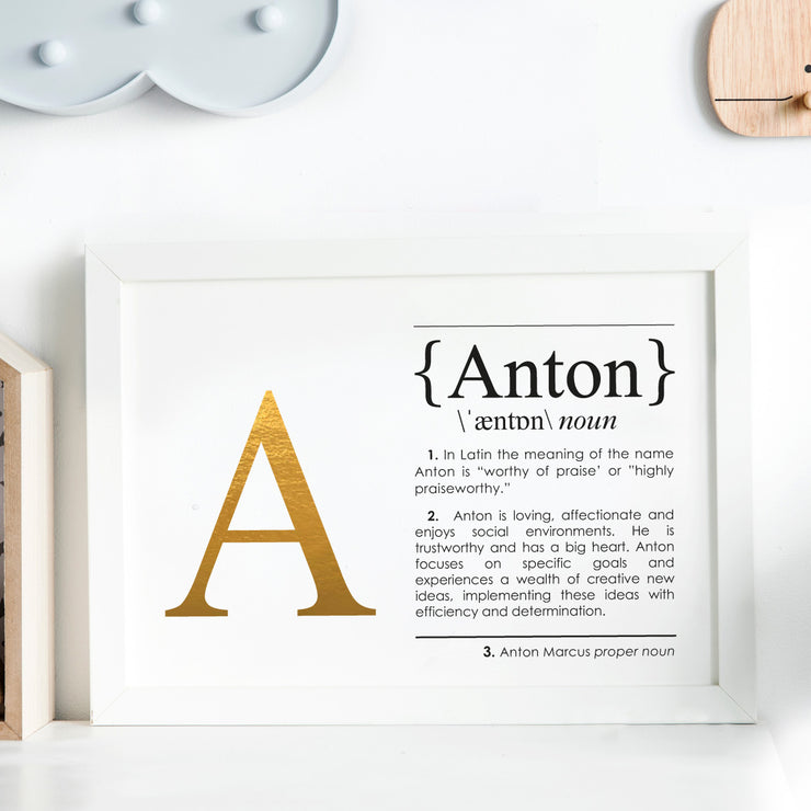 Name Definition Art Print ANTON Lifestyle