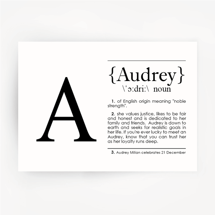 Name Definition Black Print AUDREY