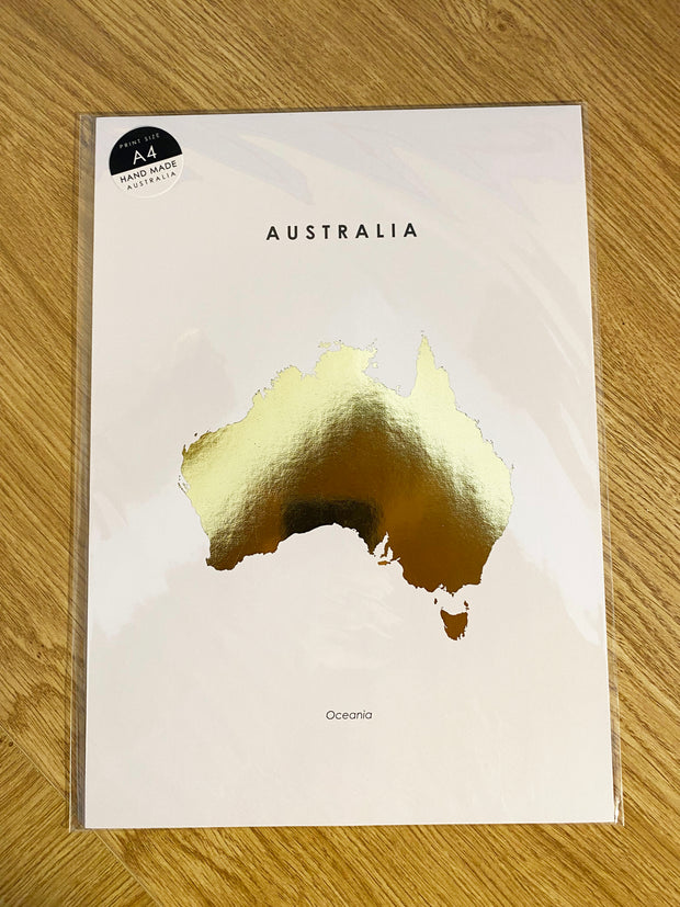 Australia Print A4 Gold