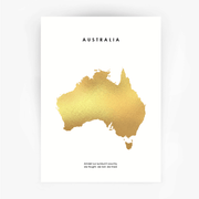Map AUSTRALIA Art Gold Foil Print - Bushfire Disaster Appeal