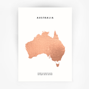 Map AUSTRALIA Art Rose Gold Foil Print - Bushfire Disaster Appeal