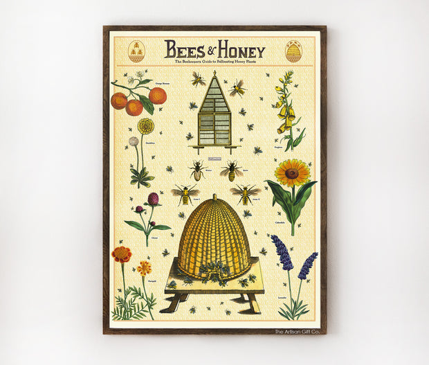 Cavallini & Co. Poster - Bees & Honey Vintage Wall Print Lifestyle